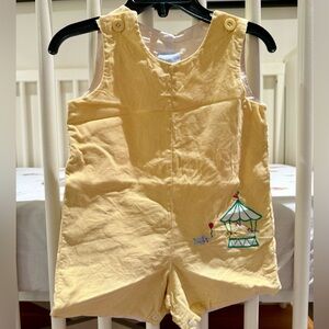 Bella Bliss Corduroy John John Shortalls, Circus Carousel Appliqué embroidery